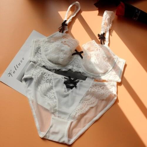 New Womens Underwear Push Up Corset Top Panties Bra Large Size Ultra-Thin Sexy Lace Lingerie Set