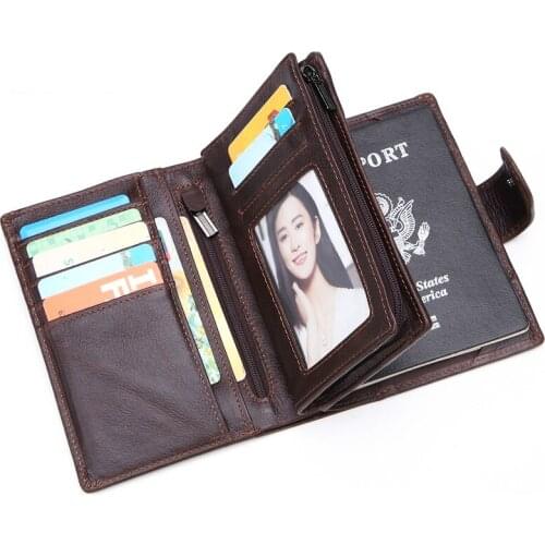 Men Genuine Leather Passport Holder Passport Cover Wallet Large Capacity Coin Purse Men Organizer Wallets Card passport cover