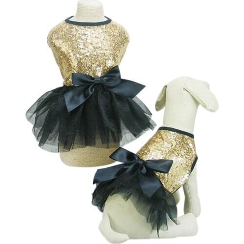 Luxury Princess Wedding Dog Dresses for Small Dogs Sequin Shirt Summer Tutu Dress Dog Clothes for Chihuahua Girl Puppy Apparel