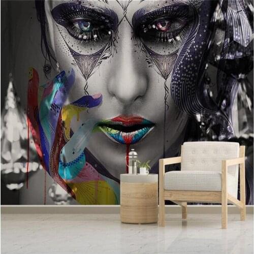 Beibehang Modern minimalist illustration colorful sexy beauty wall custom large mural wallpaper papel de parede para quarto