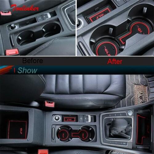 Tonlinker for Volkswagen GOLF 7 Cover stickers Car styling 9 PCS New Silica gel slip pad gate slot glass tank cover Stickers