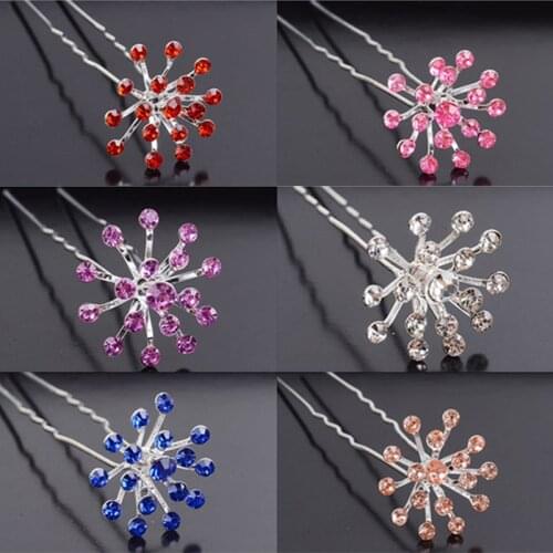 Bride hair accessories rhinestone flower crystal hairpins fashion pave hair clip hair jewelry for women wedding party hair pins