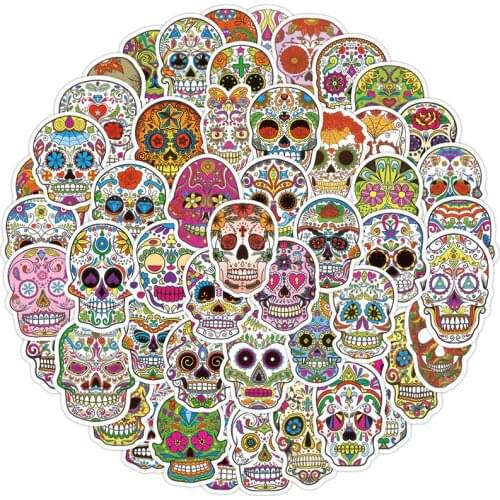 10/30/50Pcs Halloween Skull Graffiti Sticker Waterproof Fridge Guitar Laptop Motorcycle Skateboard Joke Decal Classic Toy Gifts