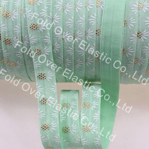 100yards pineapple pattern on pastel green, over elastic printed, hair elastic foe ribbon
