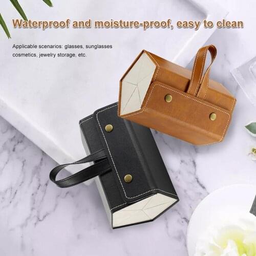 2/3/4/5/6 Slot Portable Sunglasses Glasses organizer Storage Box Retro Leather Glasses case Display Box Eyeglass Storage Display