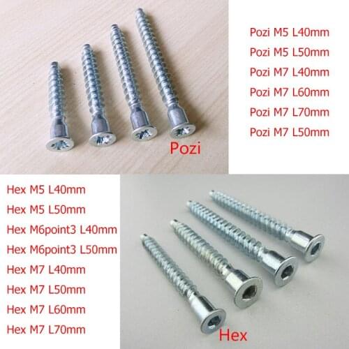 50/100/200/500/1000Pcs/Lot Hex or Pozi Drive Countersunk Head Furniture Confirmat Screws for Wood DIY Knock Down K/D