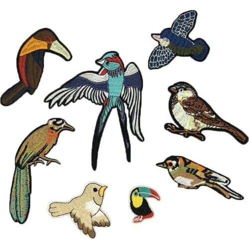 50pcs/Lot Little Bird Embroidery Patches Letters Clothing Decoration Accessories Diy Iron Heat Transfer Applique Clothes