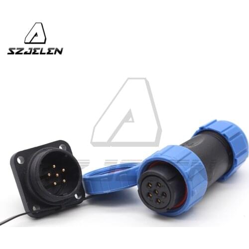 SP21 6 Pin Connector LED Power Square Panel Mount Waterproof Connectors Male Socket and Female Plug IP68