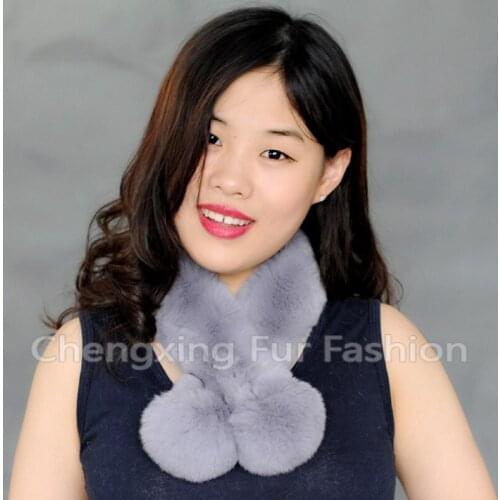 FREE SHIPPING CX-S-50C High Quality Soft and Warm Genuine Rex Rabbit Fur Scarf