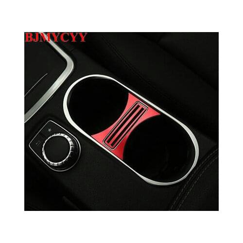 BJMYCYY For Mercedes Benz Interior Mouldings GLA Water Cup Shelf Decorative Trim Cover Car Styling Accessories