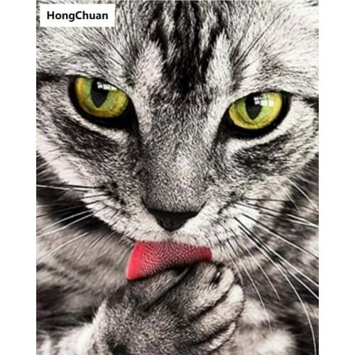 Fast delivery 5D diamond painting cat DIY mural square rhinestone mosaic round embroidery home decoration gift