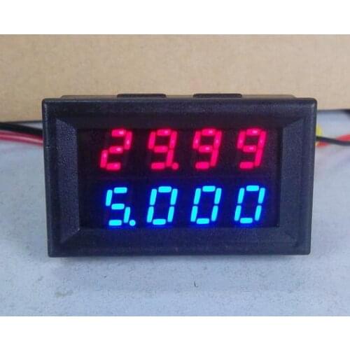 Digital DC Voltmeter Ammeter DC 200V 10A Voltage Current Meter Power Supply DC4V-28V Red Blue LED Dual Display