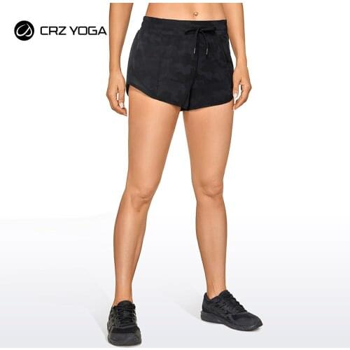 CRZ YOGA Womens Lightweight Running Athletic Shorts Elastic Waist Quick-dry Sports Shorts with Zip Pockets - 2.5 Inches