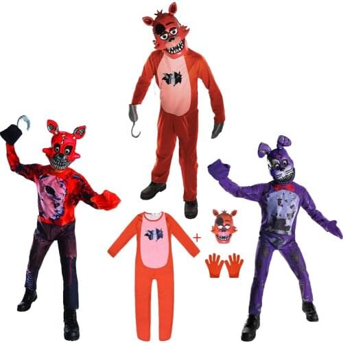 Fnaf Freddy Costume Kids Child Fredy Superhero Boys Girls Funny Party Cosplay Halloween easter Carnival Suit Jumpsuit with mask