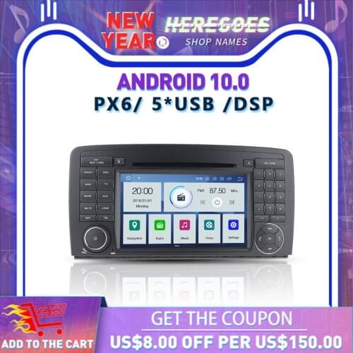 DSP PX6 IPS Android 10 4GB+64GB Car DVD Multimedia Player Radio Bluetooth For Benz R-W251 R280 R300 R320 R350 R500 2006-2016
