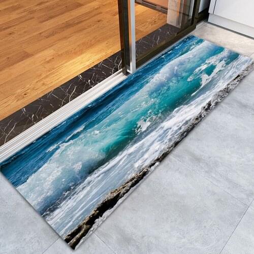 Door Mats Indoor Sea Scenic Printed Rug for Kitchen 3D Welcome Entrance Doormat Soft Mat for Bedroom Living Room Toilet Bath Mat
