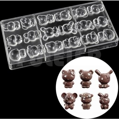 Bakeware Cartoon characters shape polycarbonate chocolate mold,fondant chocolate candy cake Decoration mould pastry baking tools