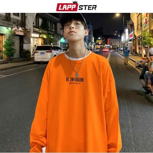 LAPPSTER Men Graphic Letter T Shirt Long Sleeve 2020 Autumn Mens Harajuku Streetwear Kpop Tshirts Colorful Tops Tees Plus Size