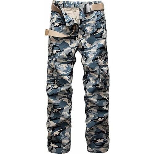 Hot 2017 Outdoor breathable Sport Army Military Climbing Camouflage Jungle Straight Multi-Pocket Cargo Pants Men Plus Size 5XL