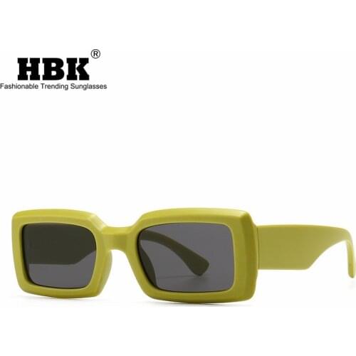 HBK Fashion Square Rectangle Sun Glasses Luxury Brand Design Colorful Sunglasses Women Men Vintage Retro UV400 Lens Eyewear