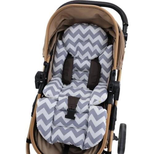 Jaju Baby Handmade, Double Sided ,Gray Zigzag and Yellow Star Fabric Baby Stroller Cushion