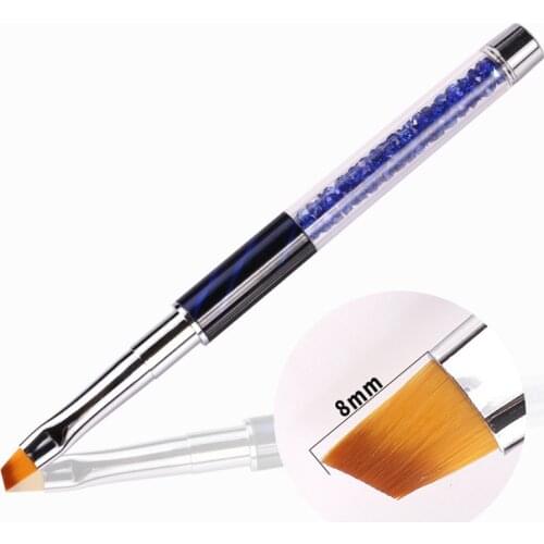 Oblique Head Nail Art UV Gel Brush Pen Rhinestone Diamond Nail Polish Liner Brush Flower Carving Painting Drawing Manicure Tool