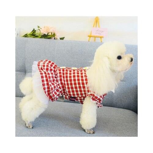 Summer Pet Clothes Cat Princess Dress Puppy Clothes Summer Cute Plaid Skirt Pet Supplies Dog Dresses