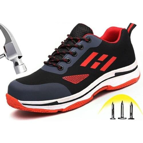 2019 New Mens Steel Toe Work Safety Shoes Men Outdoor Boots Breathable Anti-smashing Anti-puncture Work Shoes Casual Sneaker