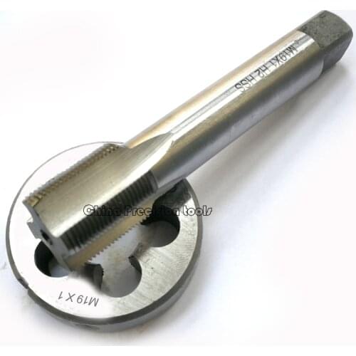 2pcs HSS Metric thread Right Hand Tap and Die set M19 Fine screw Plug Straight flute taps dies M19X2 19X1.5 M19X1 M19X0.75