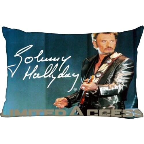 Johnny Hallyday Pillow Cover Bedroom Home Office Decorative Pillowcase Rectangle Zipper Pillow cases Satin No Fade