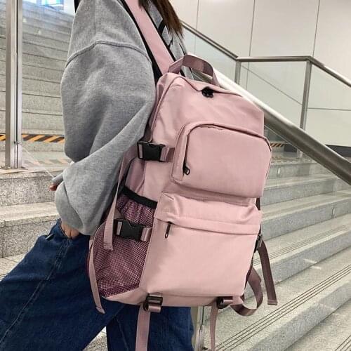 2021 New Nylon Backpack Female Waterproof High Quality Solid Color Womens Backpack Anti Theft College Student School Bag