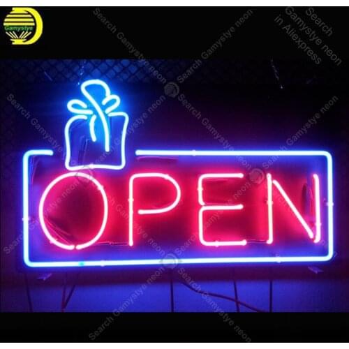Open Gifts Neon Sign Night Neon Lamp Glass Tube Neon Bulbs Sign Recreation Shop Club Handcraft Indoor Sign Custom LOGO 19x12