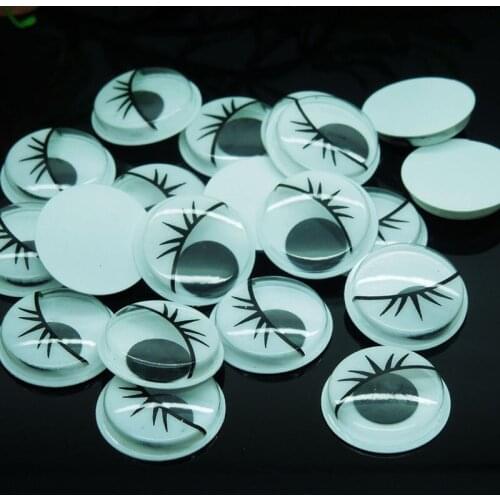 100pcs/lot Round White Color With the Eyelashes Eye Activities Moving Eyes Plastic Eyes For Doll Toy 20mm