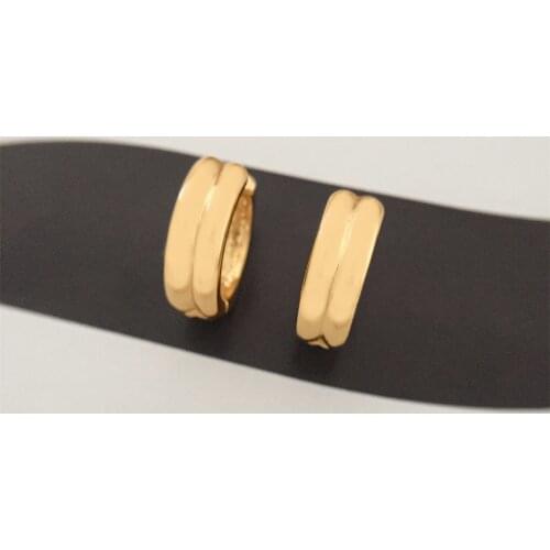 Casual Gold Color Plating Center Line Huggie Hoop Earrings For Women Girl Classic Office Modern Chic Jewelry Accessory
