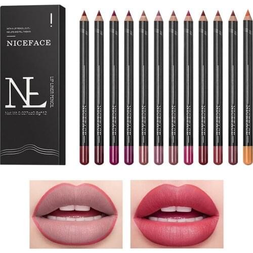 12 Colors Professional Matte Lip Liner Pencil Set Waterproof Eye Liner Lip Sticks Long Lasting Lipliner Pen Makeup Cosmetic