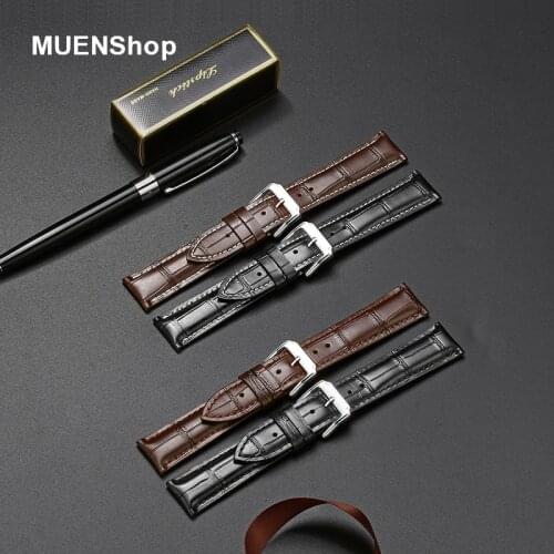 MUEN Calfskin Leather Watchband 18mm 19mm 20mm 21mm 22mm 24mm Women Men Strap for Tissot Seiko Watch Band Accessories wristband
