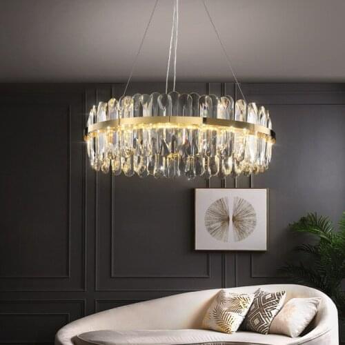 Luxury Modern Lighting For Living Room Dining Led Dimmable Pendant Lights K9 Crystals Parlor Suspend Lamp Lustre Indoor Lamp