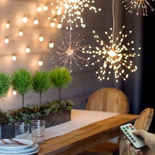 Led String Lights Hanging Starburst String Lights DIY Firework Lights Fairy Garland Christmas Lights Outdoor Twinkle Light