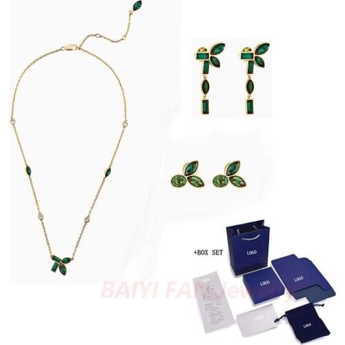 Swa (SUSAN ROCKEFELLER) Fashion New Beautiful Earth And Its Favorite Bamboo Food Decoration Female Romantic Necklace Set Jewelry