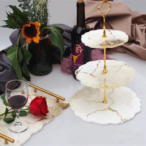Three-layer Fruit Tray Tea Tray Silicone Mold Resin Glue Set Tray Coaster Diy Material Package Drop Glue Mold