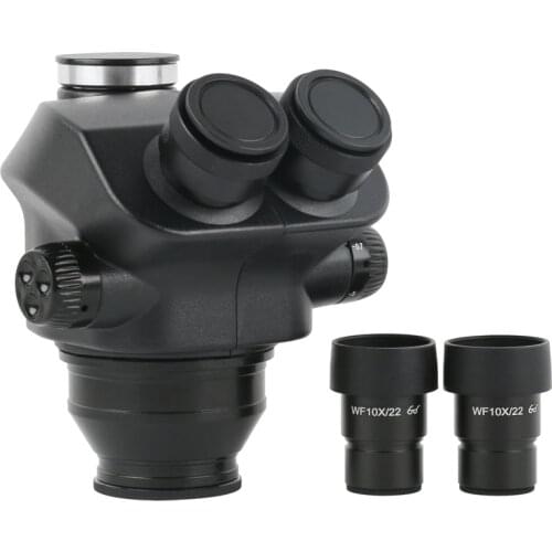 Trinocular Head 7X-50X Simul Focal Continuous Zoom Stereo Microscope WF10X/22mm Eyepiece For Phone PCB CPU Soldering Repair