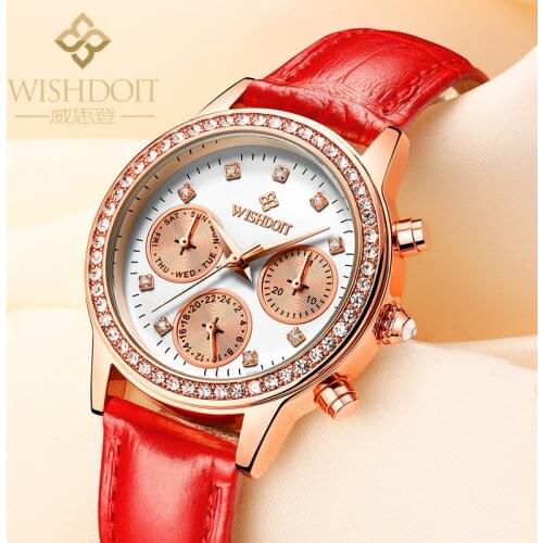 WISHDOIT Ladies Watch With Leather Strap