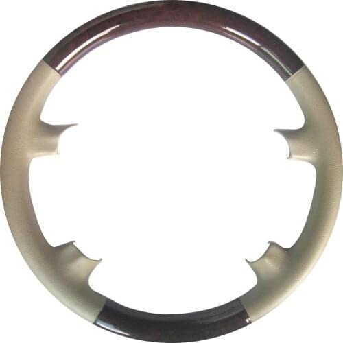 Tan Leather Wood Steering Wheel Protector Cover Trim for BMW 1996-2001 E38 728i 740iL 1997-2003 E39 520i 525i 535i 540i E46 E53