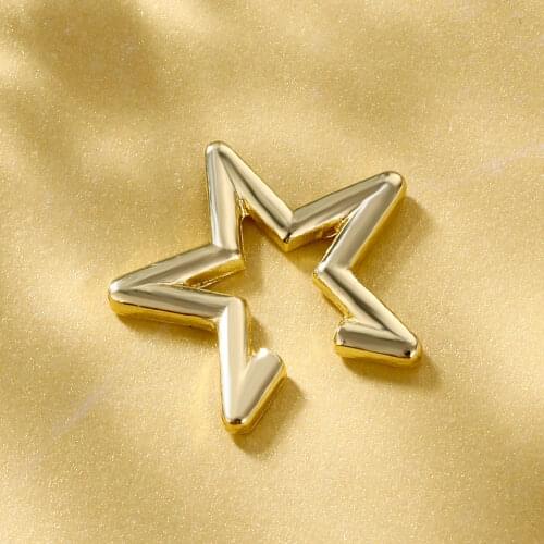 Lost Lady Hollow Star Cuff Earrings for Women Punk Metal Clip Earrings Fashion Jewelry Wholesale Female Bijoux Party Gifts Girls