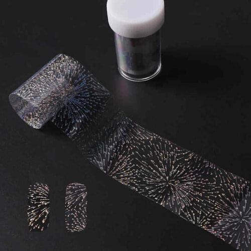 Laser Nail Art Transfer Foil Stickers Shiny Transparent Flower Pattern Decor Polish Craft Nail Decals 100*4cm 1 Pcs