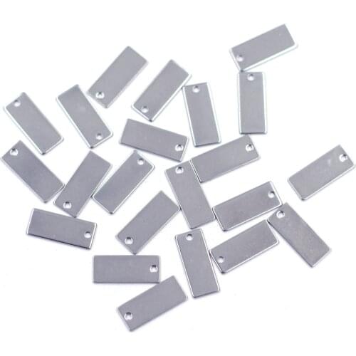 100Pcs Pendants Stainless Steel Stamping Tags Rectangle Blank Silver Tone For Charm Necklaces Jewelry DIY Finding Charms 21x9mm