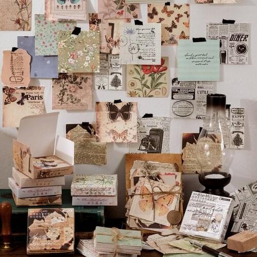 100 Pcs Vintage Old Newspaper Flower Butterfly Material Paper Decorative Junk Journal Stationery Scrapbooking Diary Album Lable