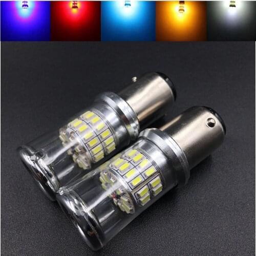 2pcs 1157 P21W BAY15D Turn Brake Tail Lights Led 1156 BA15S 3014 48 SMD P21W Auto Signal Red White Yellow 12V DC Lamps
