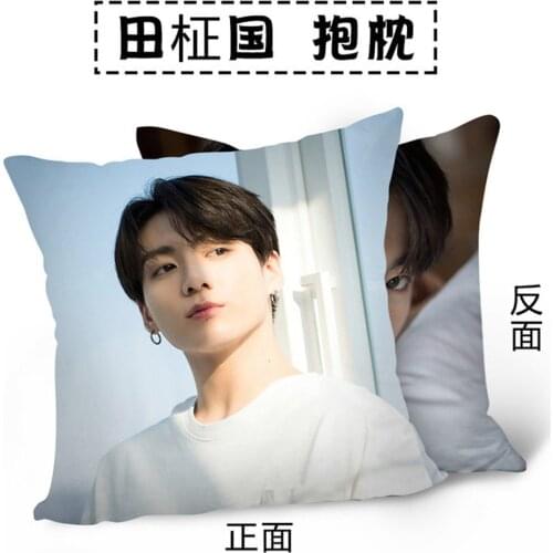 2pcs/lot Kpop Jungkook Jimin Rm Suga Jin V Jhope Double side Pillow Cushion Plush Toy Home Decoration Sofa Cushion Toys Gift