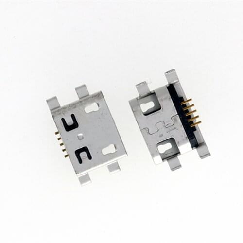 50/100 pcs/lot usb 4 Feet 5Pin DIP Female Flat Port Micro USB Connector Jack Tail Plug Sockect Terminals Front foot hollow